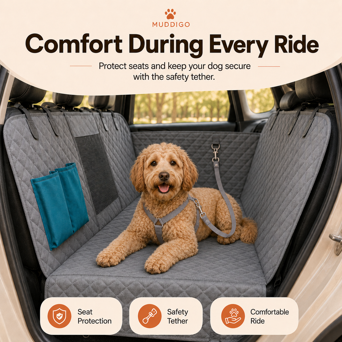 CleanRide Waterproof Dog Car Hammock