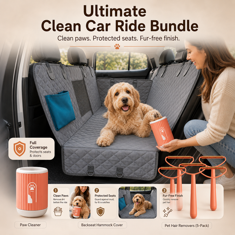 Muddigo Ultimate Complete Clean Car Kit with 5 pet hair removers.